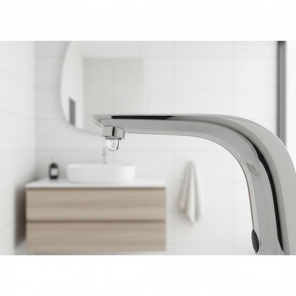 Faucet with water droplet - plumbing maintenance